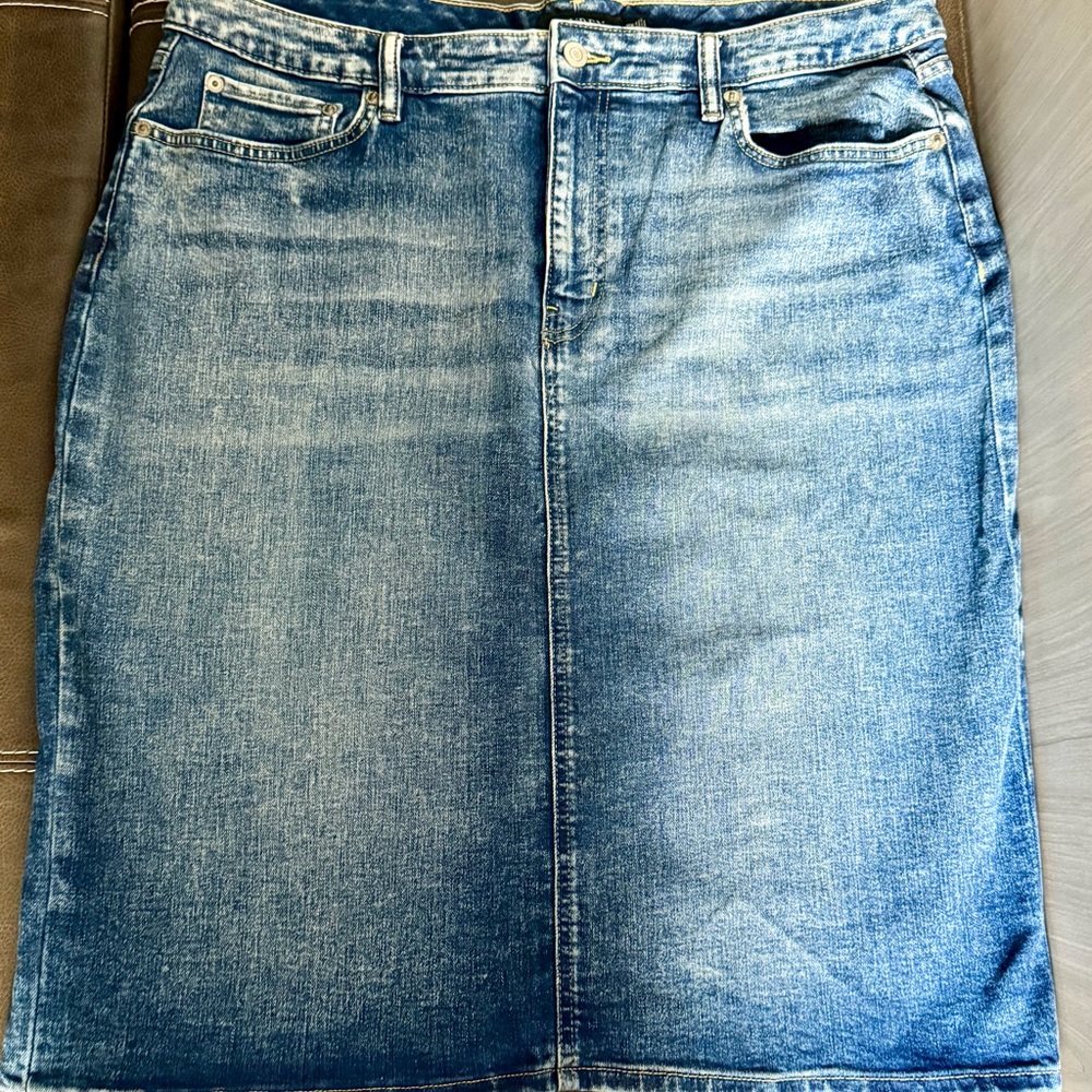 Lauren Ralph Lauren Midi Blue Denim Skirt